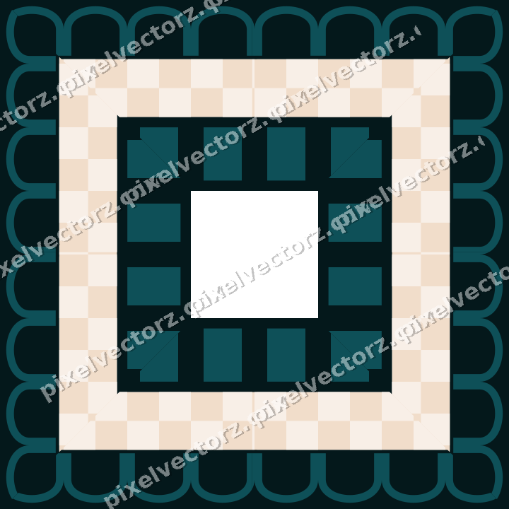 Decorative picture frame border in dark teal with arcade frieze