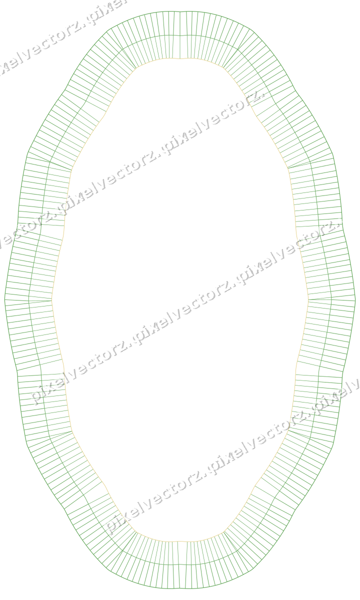Decorative line art frame in lime and yellow with oval and zigzag edge