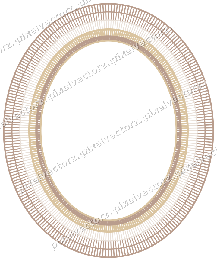 Decorative line art frame in amber and pale orange with oval