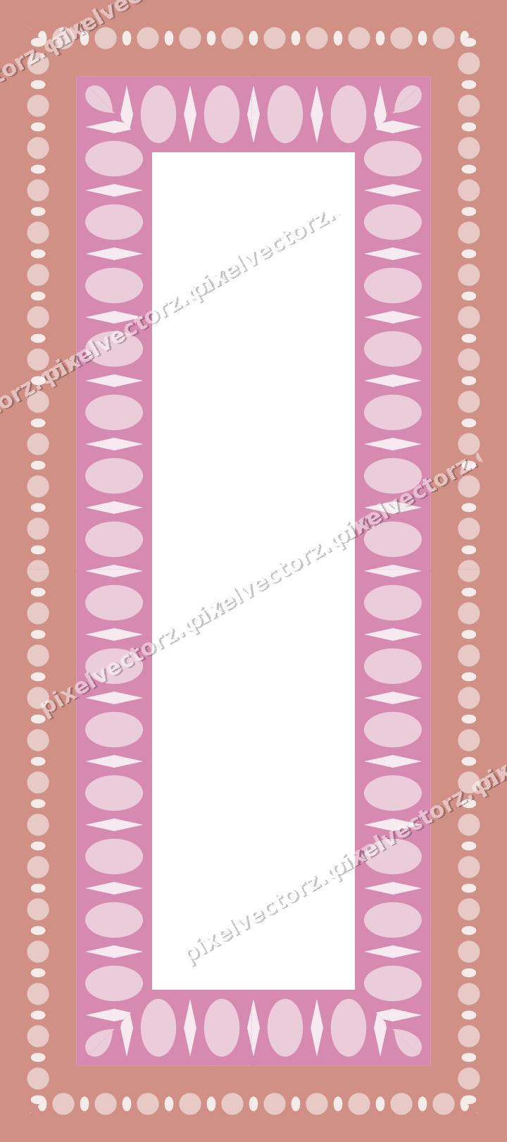 Decorative picture frame border in pale pink with bead and reel