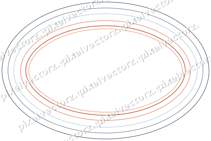 Decorative line art frame in orange and cyan with oval