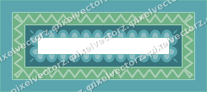 Decorative picture frame border in green and teal with zigzag