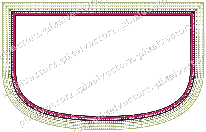 Decorative line art frame in lime and pink with shield and beaded line