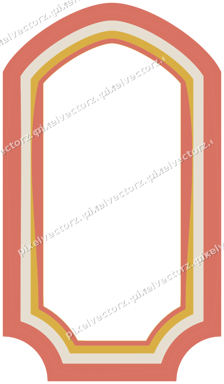 Decorative line art frame in amber and green with label plaque
