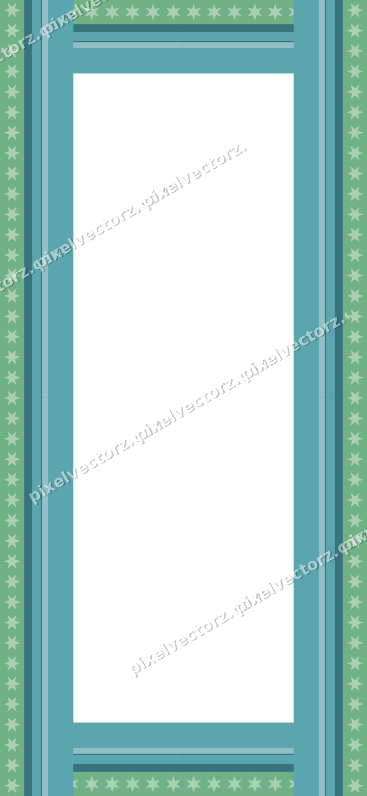Decorative picture frame border in green and teal with star band