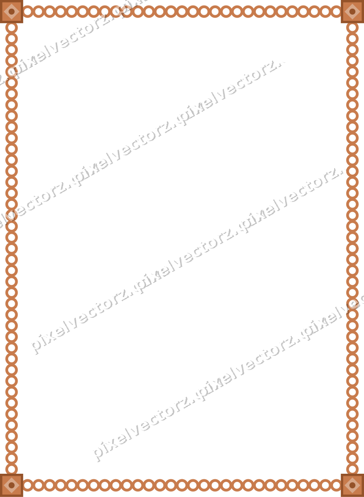 Decorative picture frame border in orange and blue with ring chain
