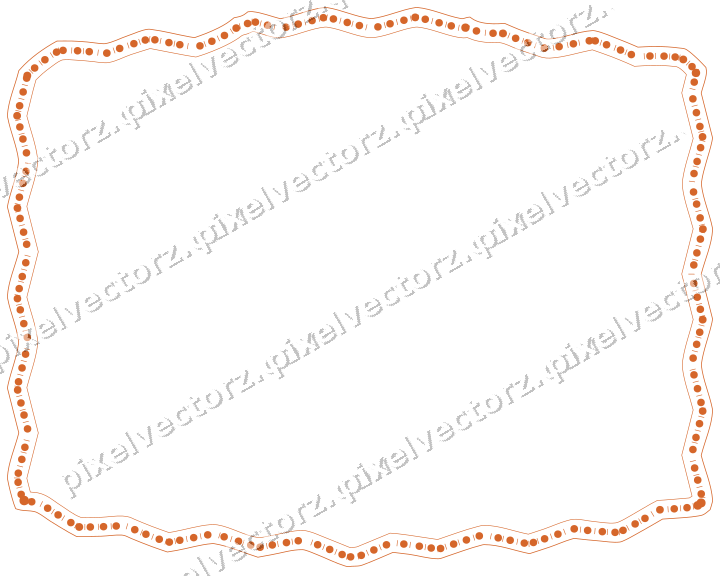 Decorative line art frame in dark blue and orange with label plaque