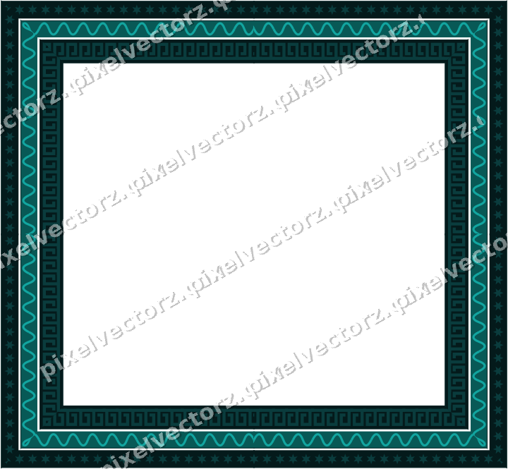 Decorative picture frame border in orange and teal with star band