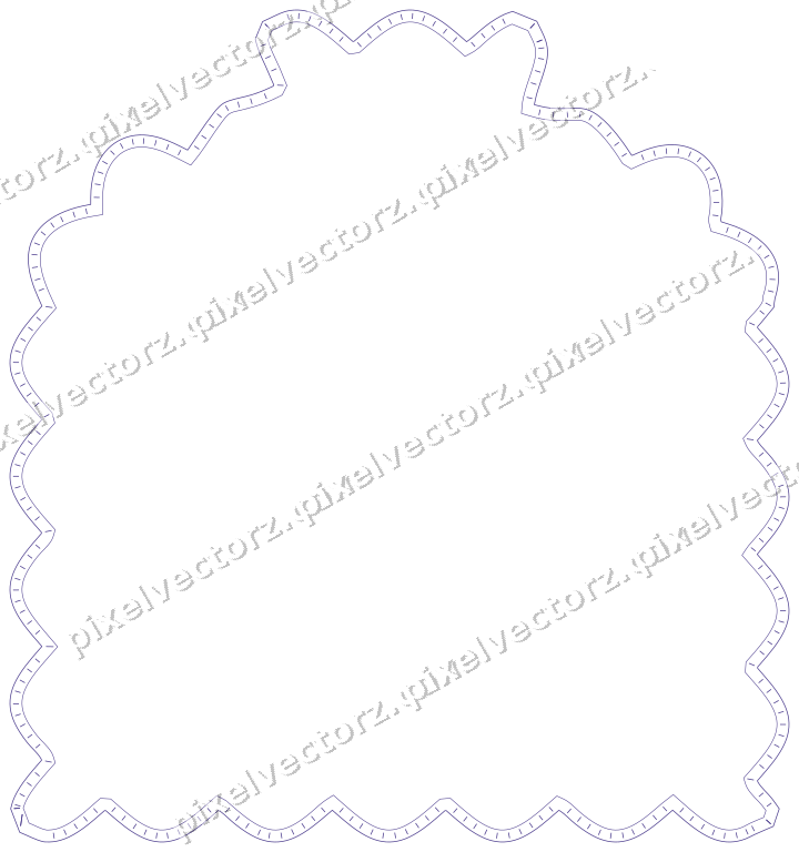 Decorative line art frame in orange and blue with label plaque