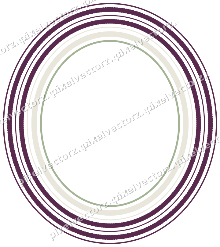Decorative line art frame in dark magenta and lime with oval