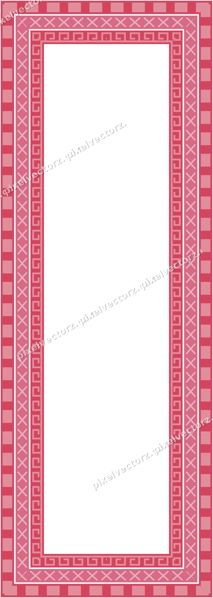 Decorative picture frame border in pale pink with cross band