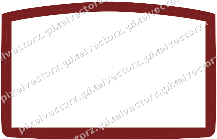 Decorative line art frame in dark red and dark green with label plaque