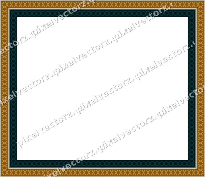 Decorative picture frame border in amber and dark teal with cross band
