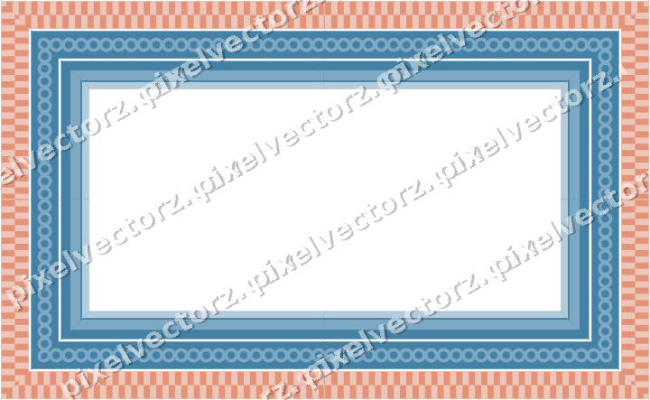 Decorative picture frame border in orange and cyan with ring chain