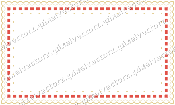 Decorative picture frame border in red and orange with dentil