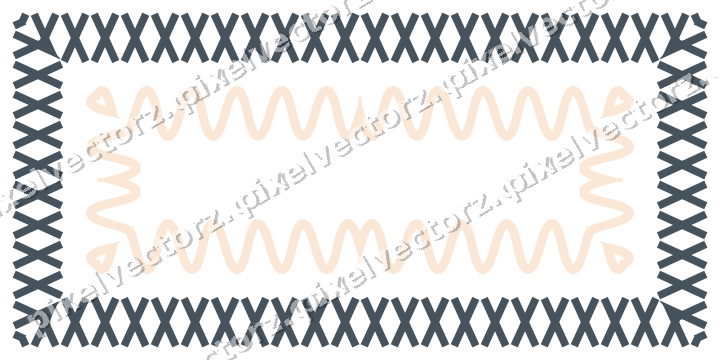 Decorative picture frame border in blue and orange with cross band