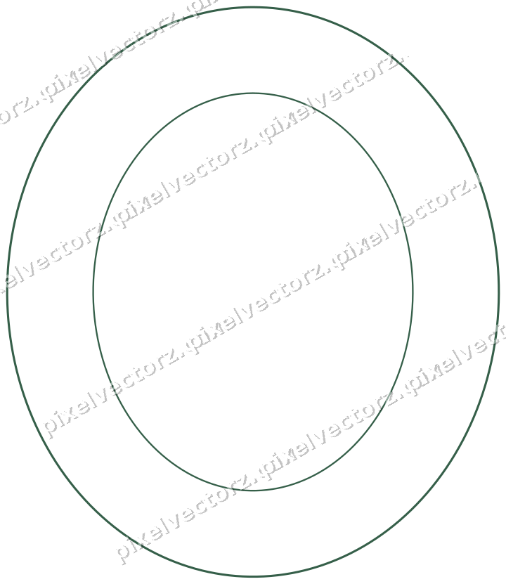 Decorative line art frame in dark green and orange with oval