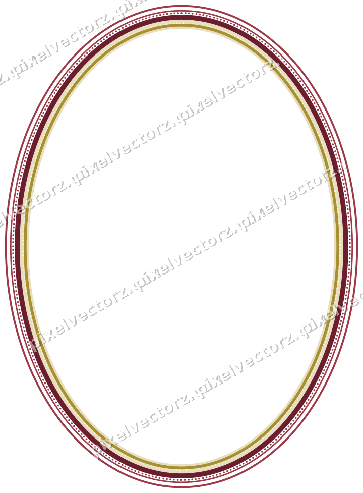 Decorative line art frame in dark pink and red with oval