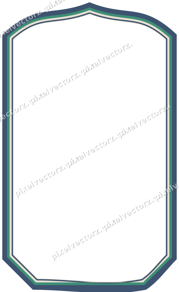 Decorative line art frame in amber and green with label plaque