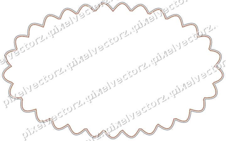 Decorative line art frame in dark blue and orange with oval