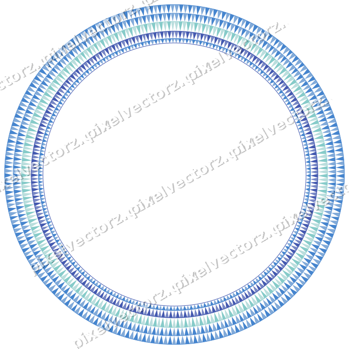 Decorative line art frame in blue and cyan with oval and dentil