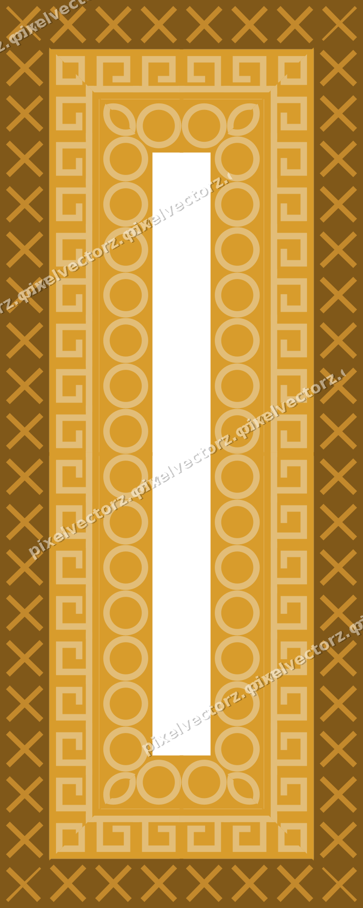 Decorative picture frame border in amber and dark teal with greek key