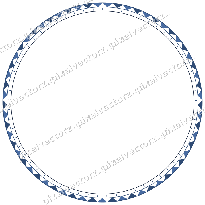 Decorative line art frame in dark blue and amber with oval and dentil