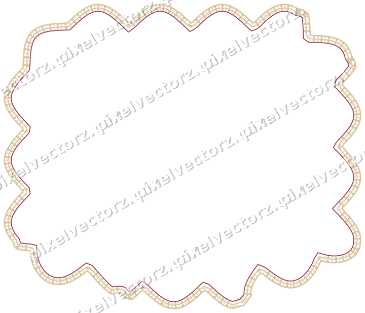 Decorative line art frame in dark pink and red with label plaque