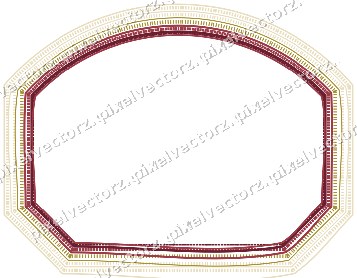 Decorative line art frame in dark pink and red with label plaque