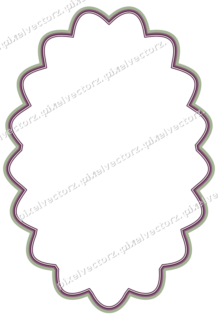 Decorative line art frame in dark magenta and lime with oval