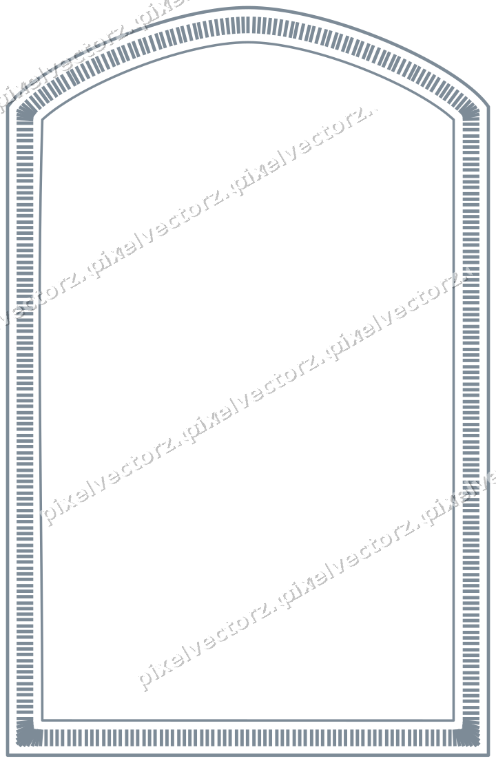 Decorative line art frame in blue and orange with label plaque