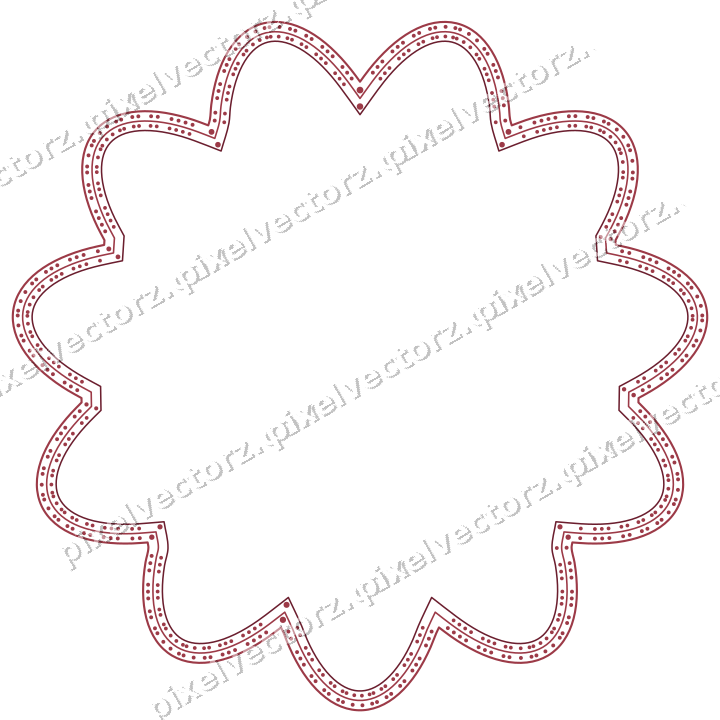 Decorative line art frame in dark pink and red with oval