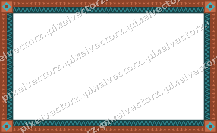 Decorative picture frame border in dark teal and orange with star band