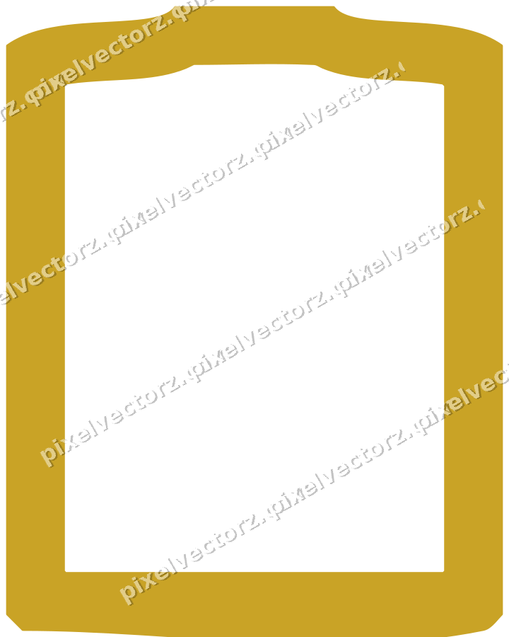Decorative line art frame in dark green and amber with label plaque