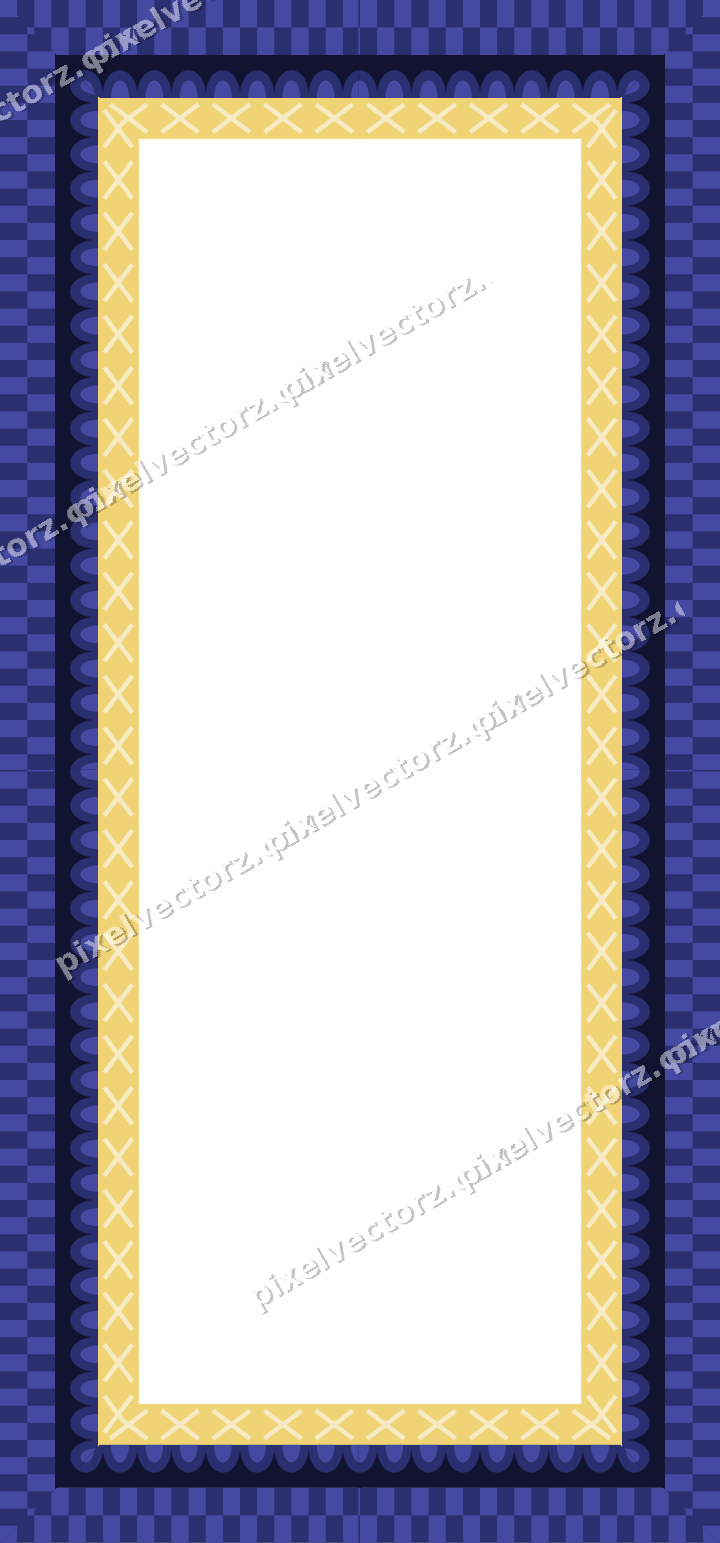Decorative picture frame border in dark blue and amber with scale band