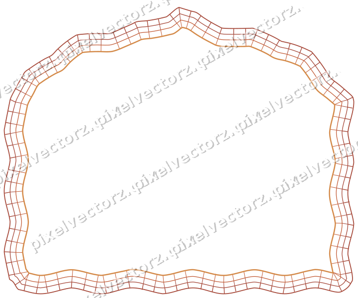 Decorative line art frame in orange and amber with label plaque