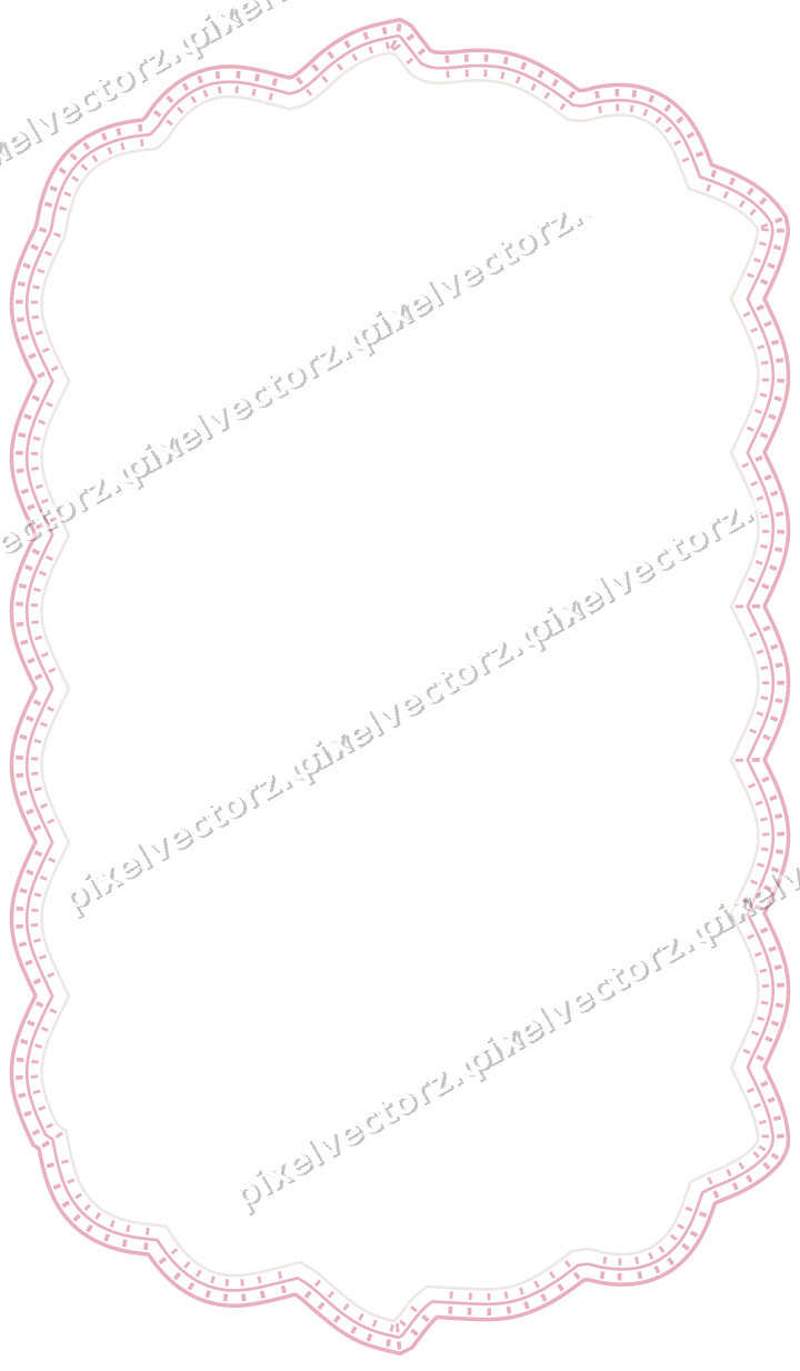 Decorative line art frame in pale pink and pale red with label plaque