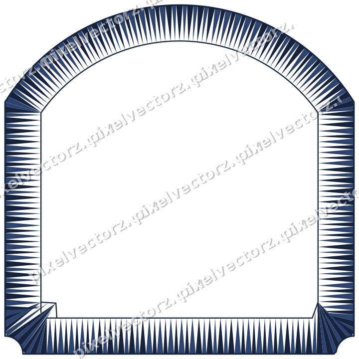 Decorative line art frame in dark blue and amber with label plaque