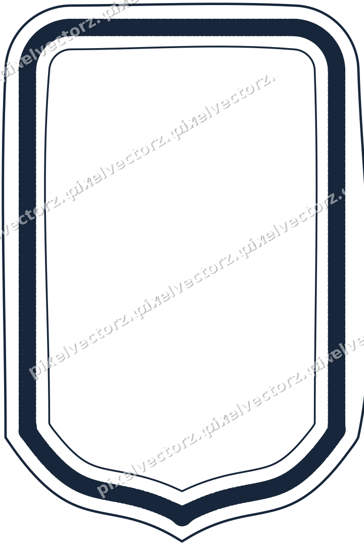 Decorative line art frame in dark blue and orange with label plaque