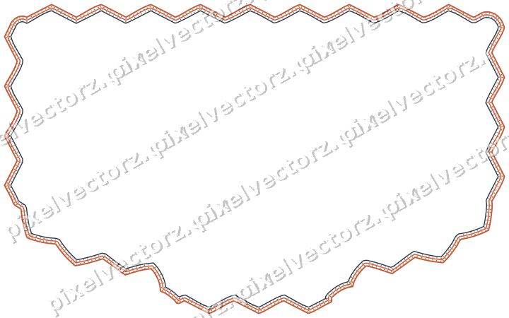 Decorative line art frame in orange and cyan with label plaque