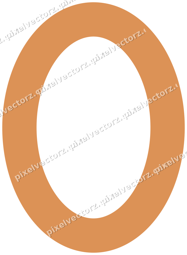 Decorative line art frame in orange and teal with oval and solid band