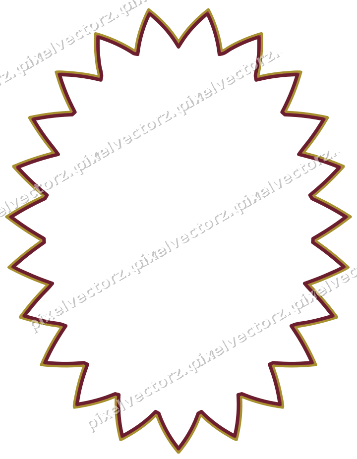 Decorative line art frame in dark pink and red with oval