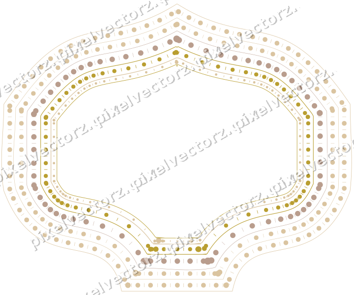 Decorative line art frame in amber and pale orange with label plaque