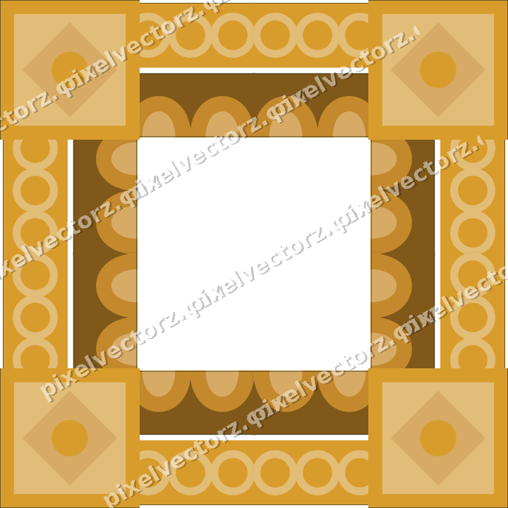 Decorative picture frame border in amber and dark teal with ring chain