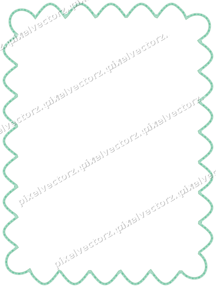 Decorative line art frame in green and teal with label plaque