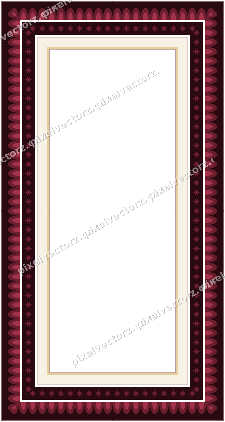 Decorative picture frame border in dark pink and red with star band