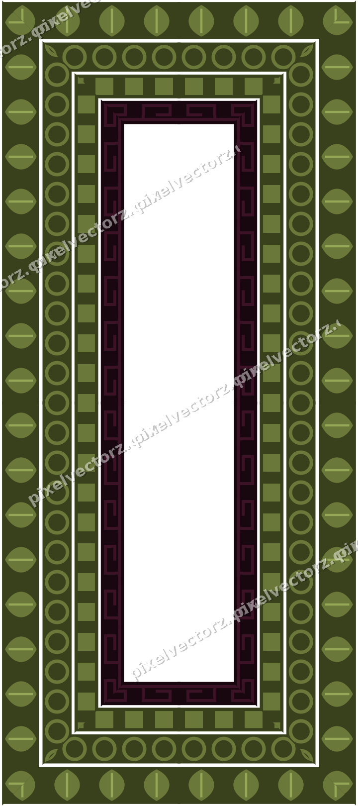 Decorative picture frame border in lime and pink with dentil
