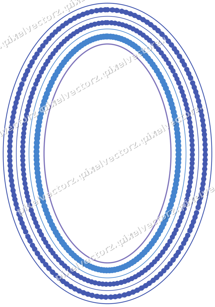 Decorative line art frame in blue and cyan with oval and beaded line