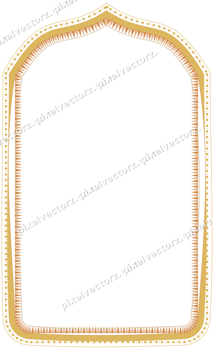 Decorative line art frame in orange and amber with label plaque