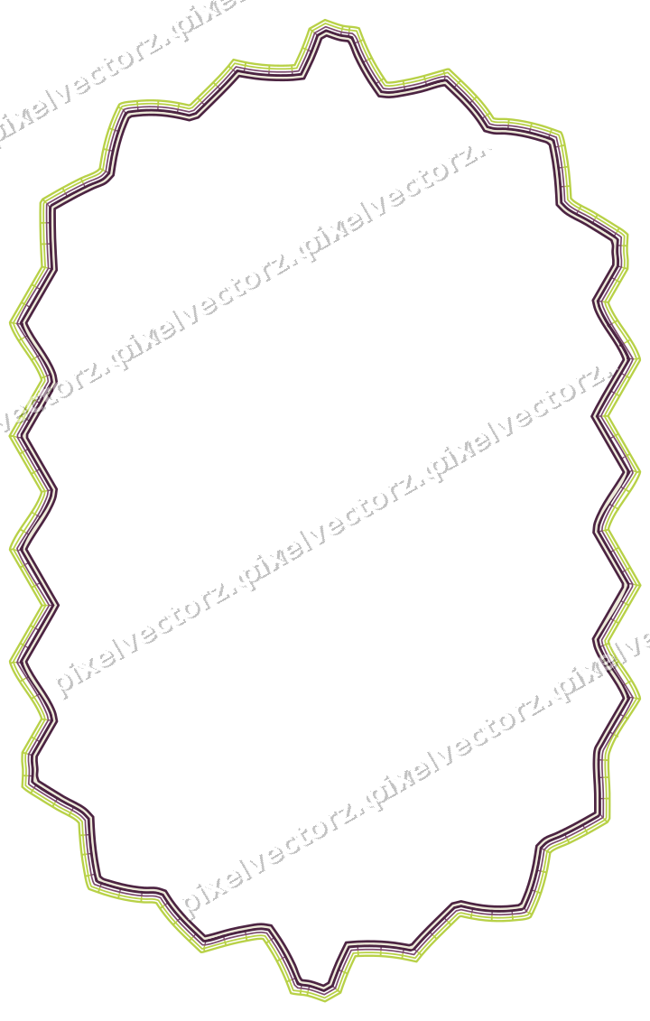 Decorative line art frame in dark magenta and lime with label plaque